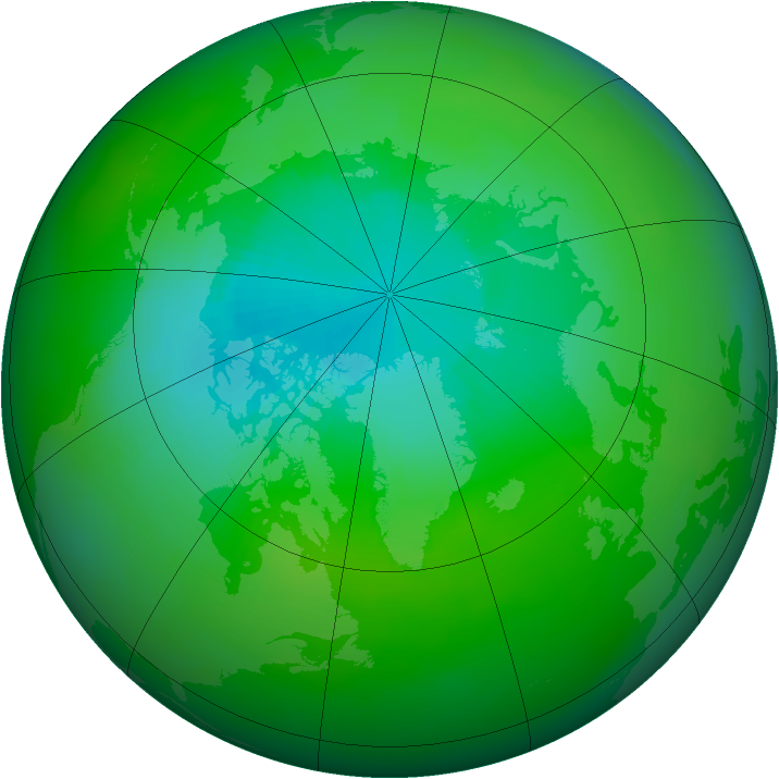 Arctic ozone map for August 1989